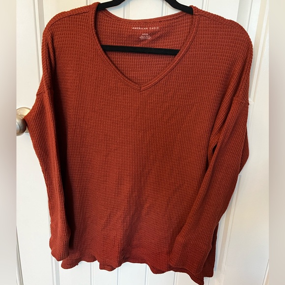 American Eagle Outfitters Sweaters - American Eagle Rust Waffle Knit Long Sleeve Shirt